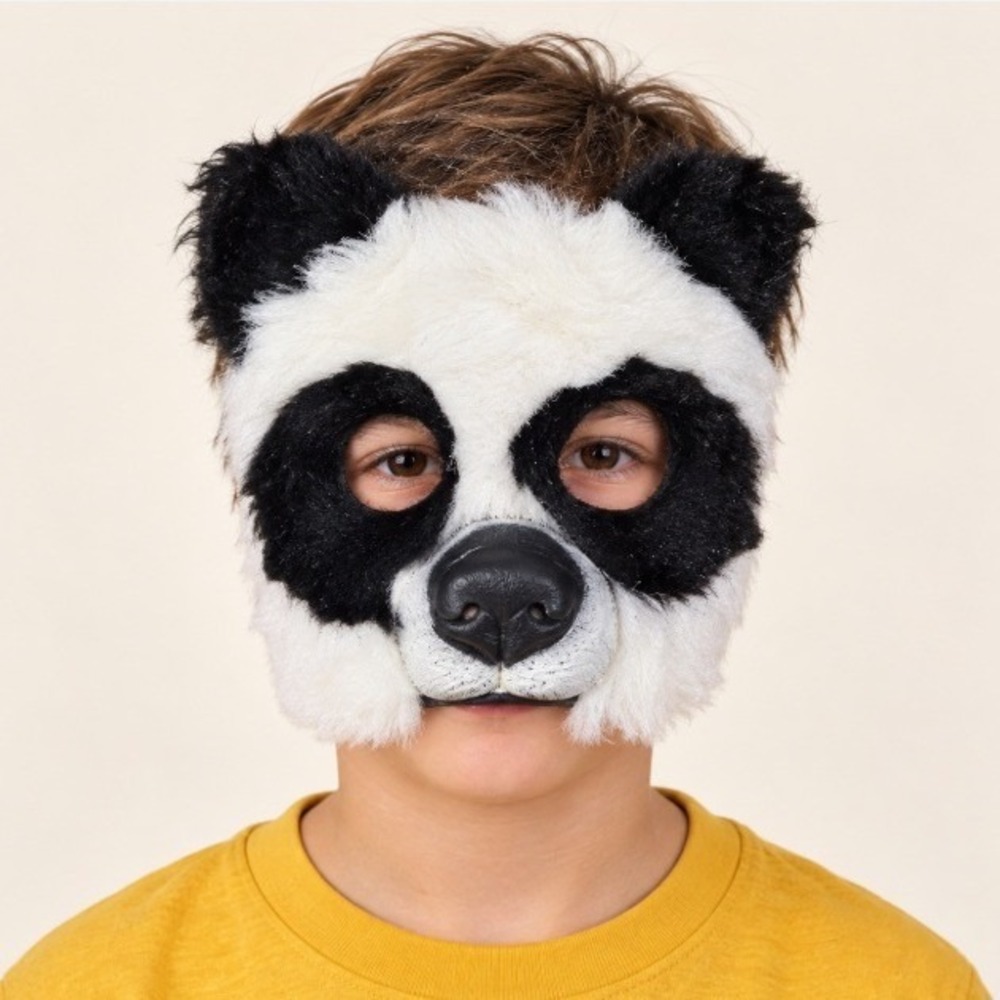 Vintage Panda Bear Plush Animal Mask 1987 Rubies Costume Co Retro Halloween NEW